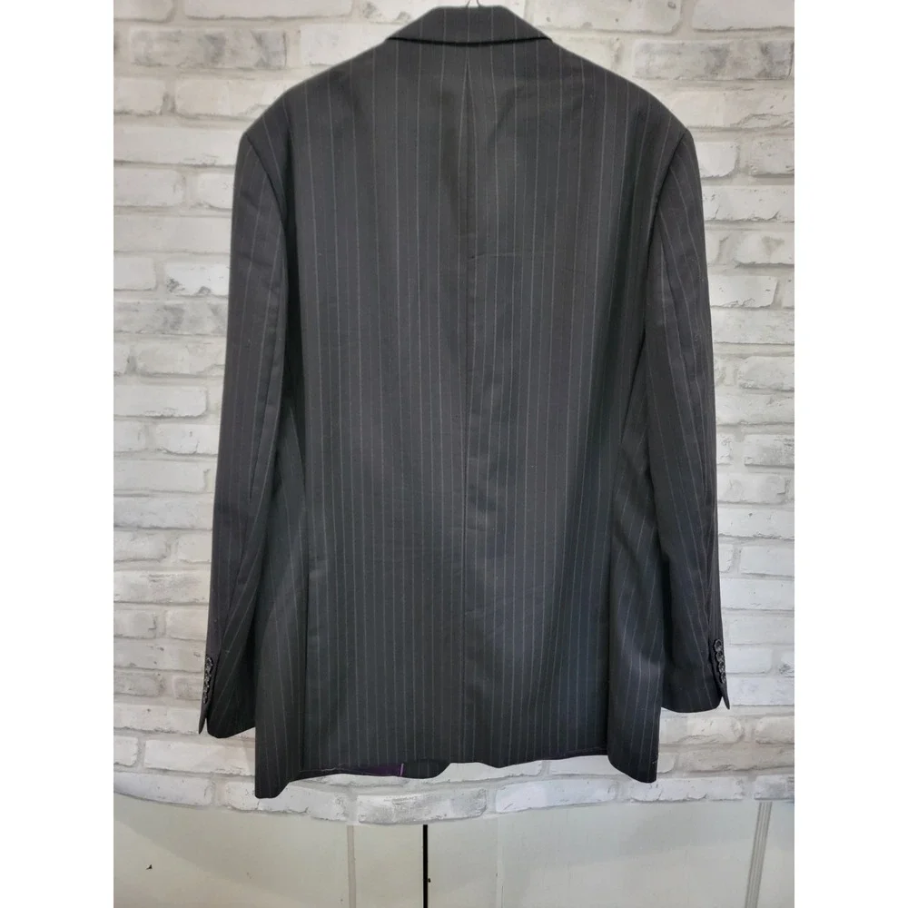 Luca Bertoni 100% Wool Blazer Charcoal‎ Gray Jacket Striped 2-Button 40L Tall